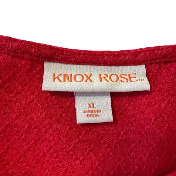 Knox Rose Red Flowy Tiered Textured Mini Dress, XL - Picture 10 of 12